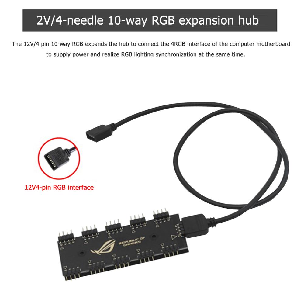 

5V 3Pin/12V 4Pin RGB Synchronization HUB Splitter 1 to 10 RGB SYNC Extension Cable for GIGABYTE AURA Sata Type Hub RBG