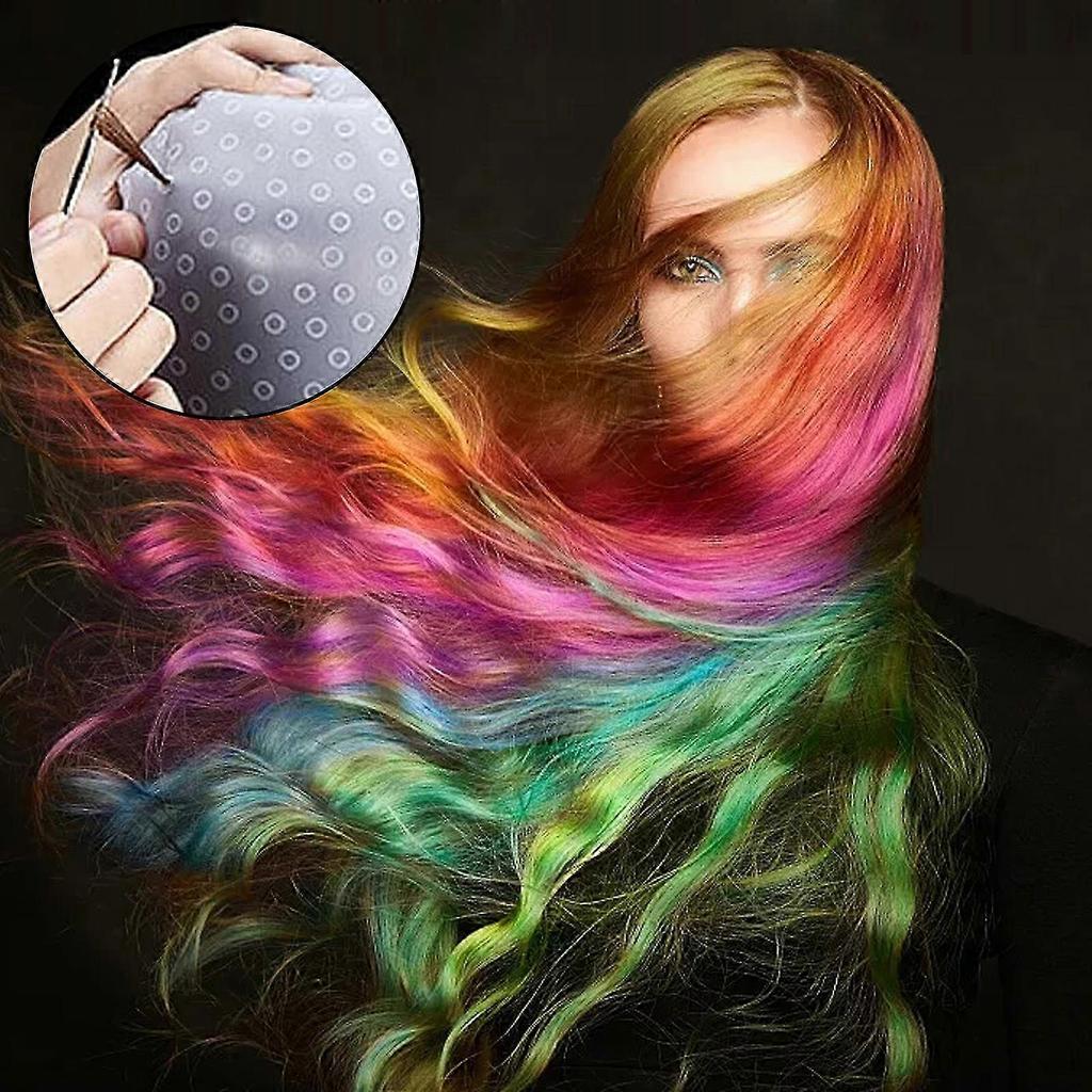 2025 Professional Style Hair Dyeing Cap, Reusable Silicone Cap With Pre-Punched Holes For Selective Bleaching Or Dyeing, Ideal For Salon And Home Use