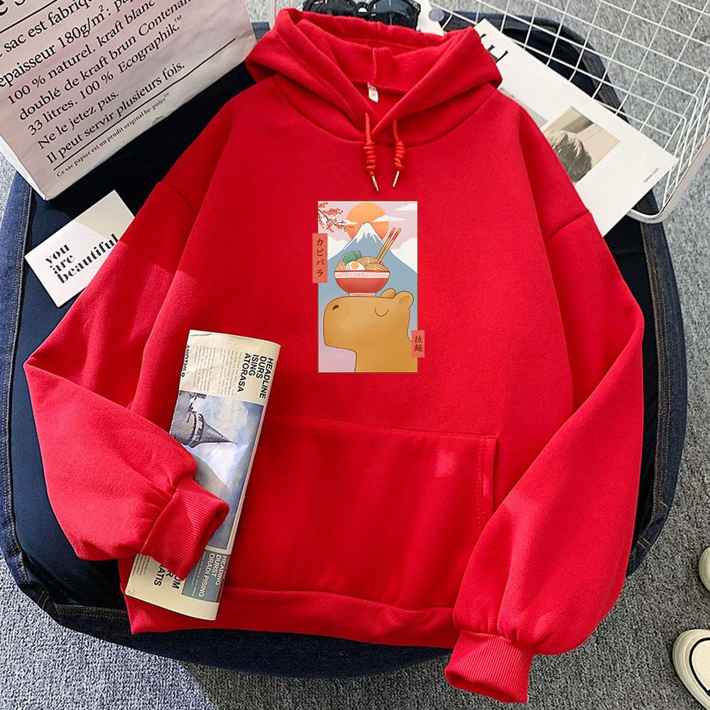 Capybara Cartoon Hoodie Niedliches Langarm-Sweatshirt mit Kapuze Bequeme Kleidung moletom kawaii Hoody Bequemes Fleece