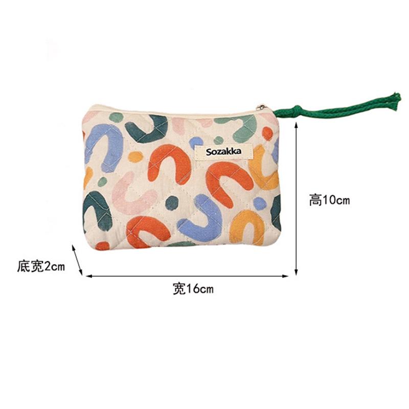 Soft Cotton Flower Pattern Makeup Bag Zipper Storage Lipstick Bows Bag Cosmetic Toiletry Wash Pouch Multifunctional Coin Wallet