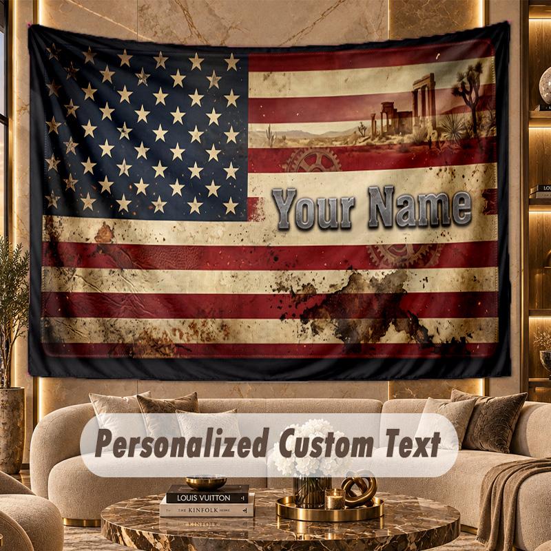 American Patriotic (28) Theme Personalized Tapestry Custom Name Text Wall Hanging Tapestry Home Background Decoration