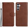 For Samsung Galaxy S23 FE Case Solid Color Leather Mobile Cover Wallet Stand with Strap