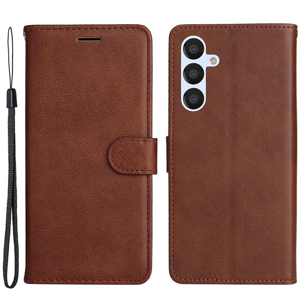 For Samsung Galaxy S23 FE Case Solid Color Leather Mobile Cover Wallet Stand with Strap