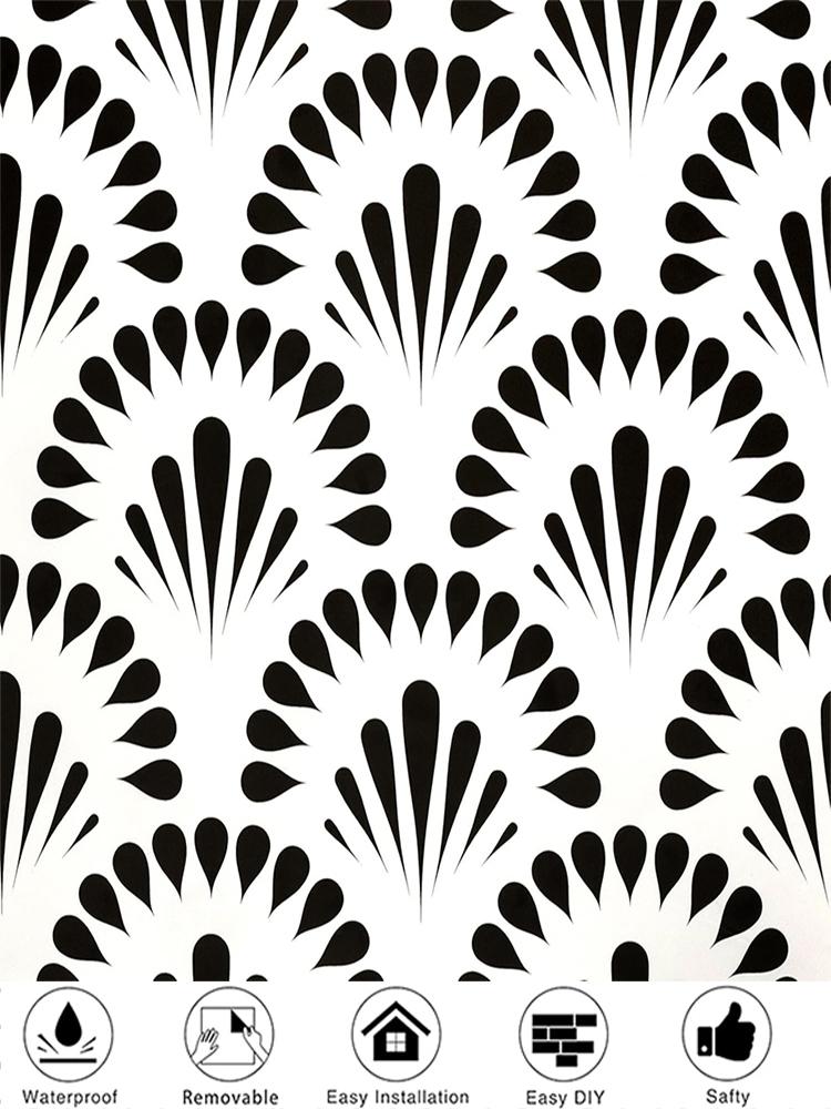 Boho Peel and Stick Wallpaper Stripe Herringbone Black White Vinyl Self Adhesive Room Decor Contact Paper 45cm wide