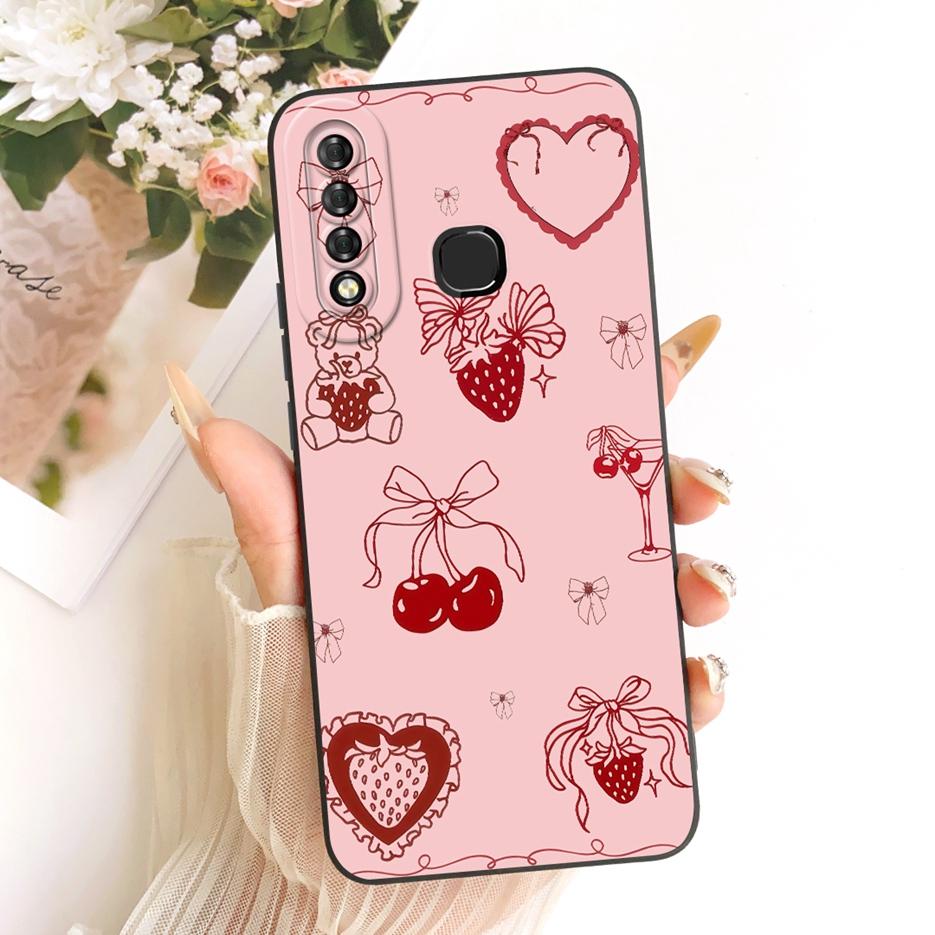 For Infinix Hot S4 Case Luxury Love Heart Buttefly Candy Painted Cover Soft TPU Matte Phone Case For Infinix Hot S4 HotS4 Fundas
