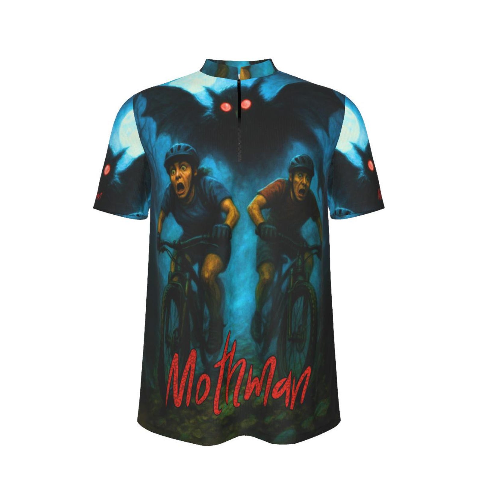 Mothman MTB Jersey: Cryptid Chase Cycling Shirt - Horror Trail Ride XL