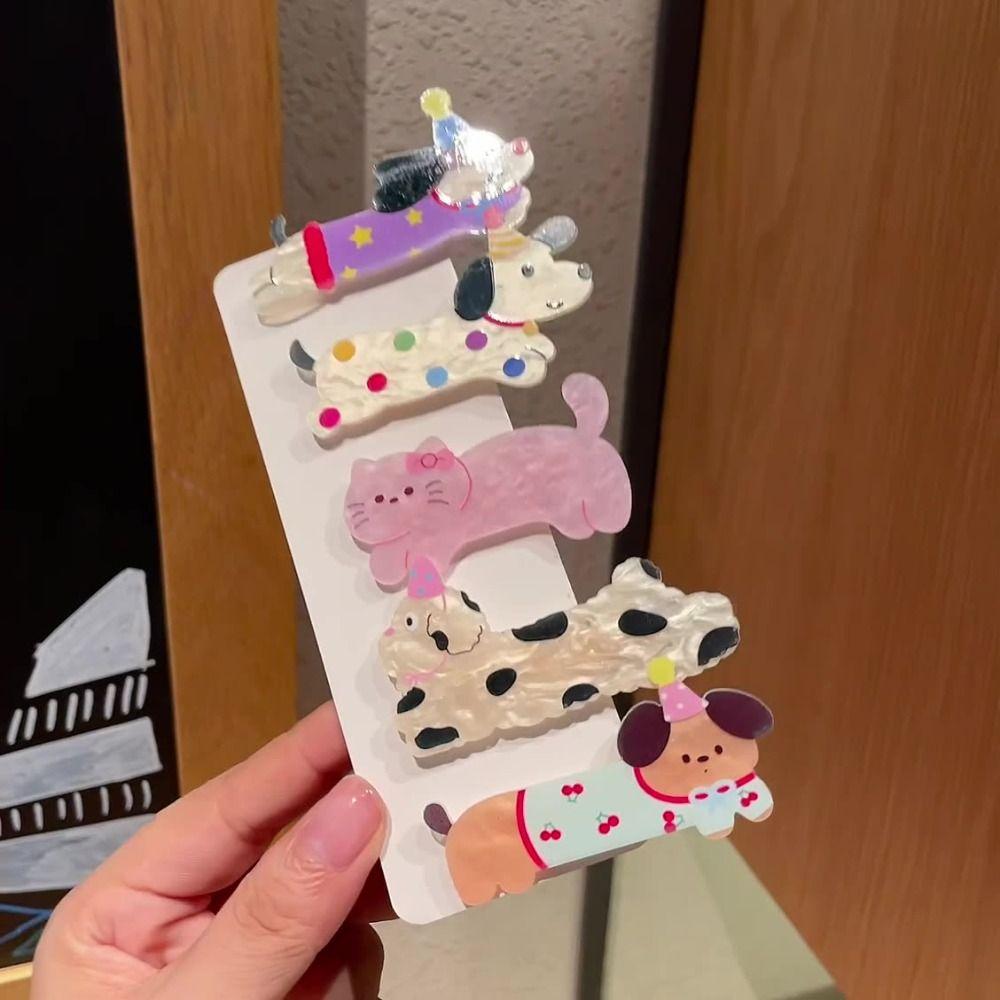 5Pcs Multicolor Puppy Hairpin Y2K Hairpins Fashion Duckbilled Clip Headwear