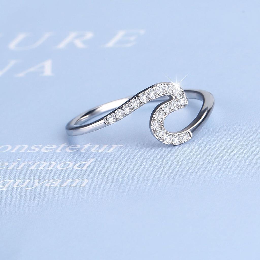 High Quality Elegant Look Micro Inlaid Wavy Zircon Stone For Women Rings Sleek Simple Style And Voguish Stylish Wave Dainty RingElegant Rings