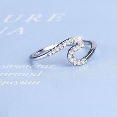 High Quality Elegant Look Micro Inlaid Wavy Zircon Stone For Women Rings Sleek Simple Style And Voguish Stylish Wave Dainty RingElegant Rings