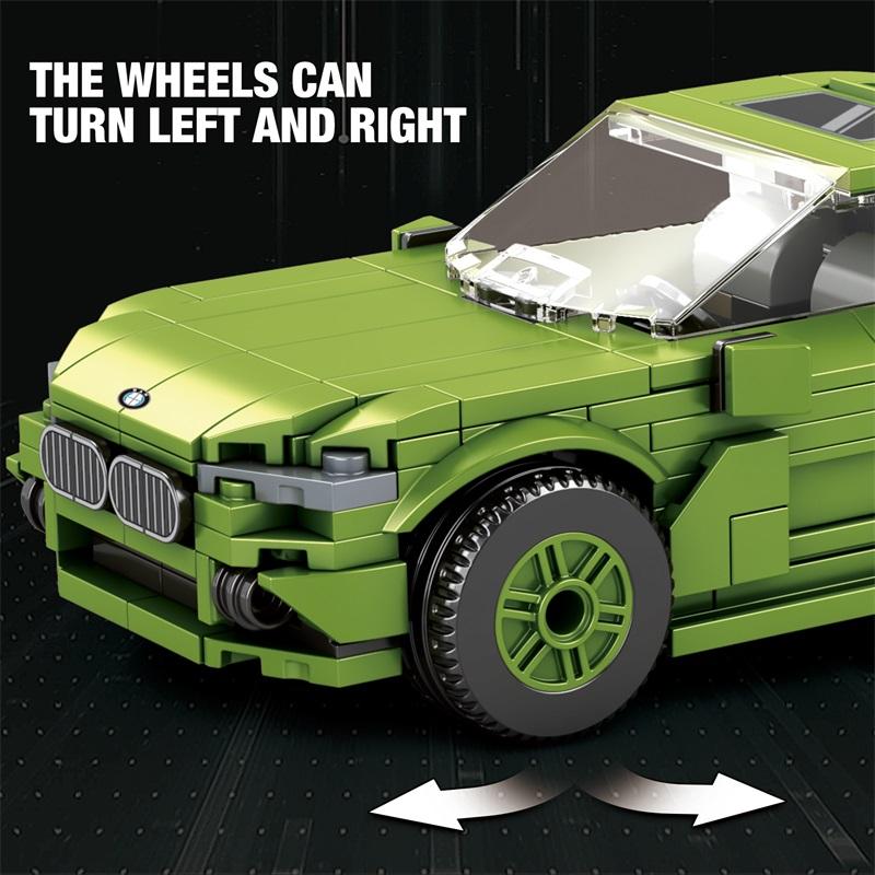 Non-Toxic 452Pcs City Sports Car Assembly Building Blocks Green Supercar Racing Vehicle Model Bricks Children Educational Toys Birthday Gifts