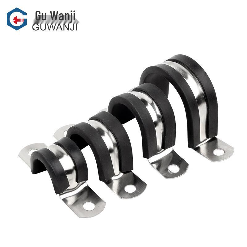 GUWANJI 304 Stainless Steel U-Type Pipe Clamp with Rubber Strip M20