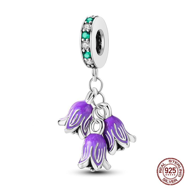 New Copper Fashion Spring Carnation Flower Parrot Charm Bead Suitable For 3Mm Bracelet Diy Fine Jewelry Gift Making