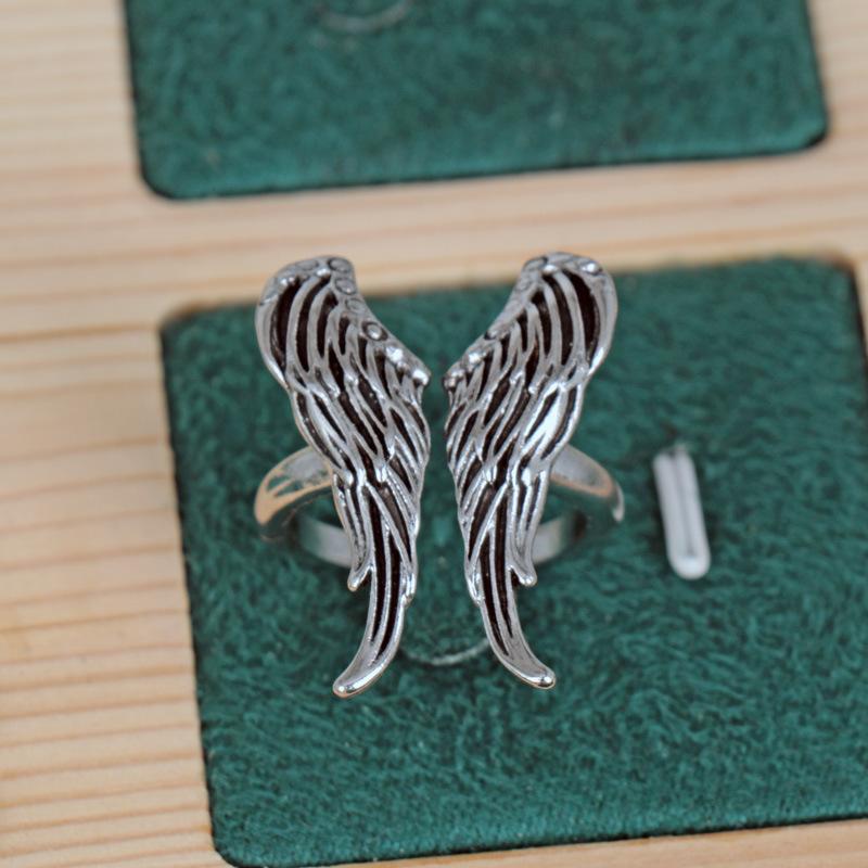 New Angel Wings Feather Wings Retro Open Jewelry Ring