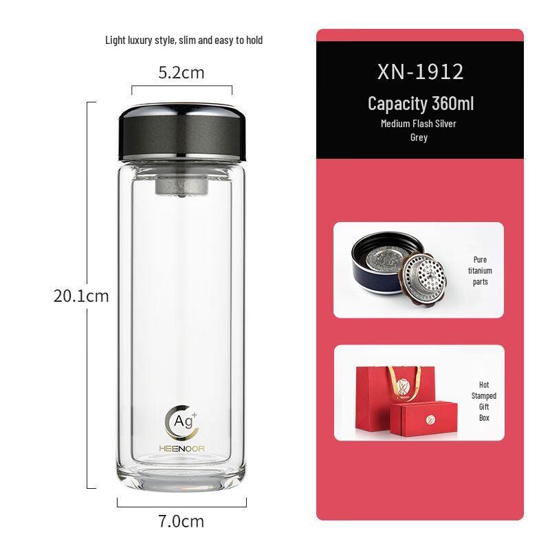 Xinuo Double-Layer Insulated Borosilicate Glass Tea Infuser Mug