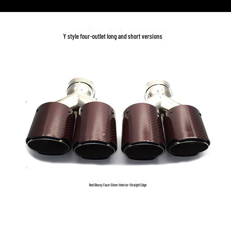 Carbon Fiber Scorpion AK Exhaust Tailpipes: Y-Type/R-Type, 1/2/4 Outlets, Red & Black Tips for Car Modification
