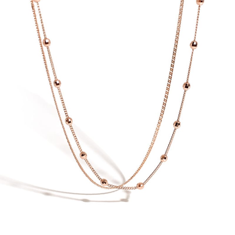 MAYBETOI 14k Marsha Cut Kugel Schicht-Halskette