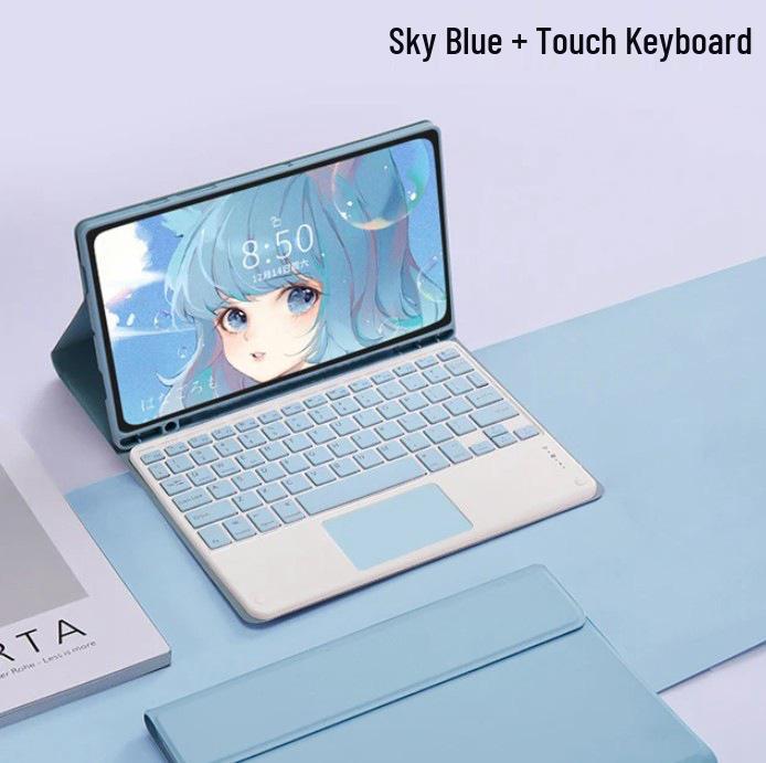 Bluetooth Touch Keyboard for Samsung Tab S9/S10/S7 FE Plus 12.4-inch & S6 Lite Protective Case