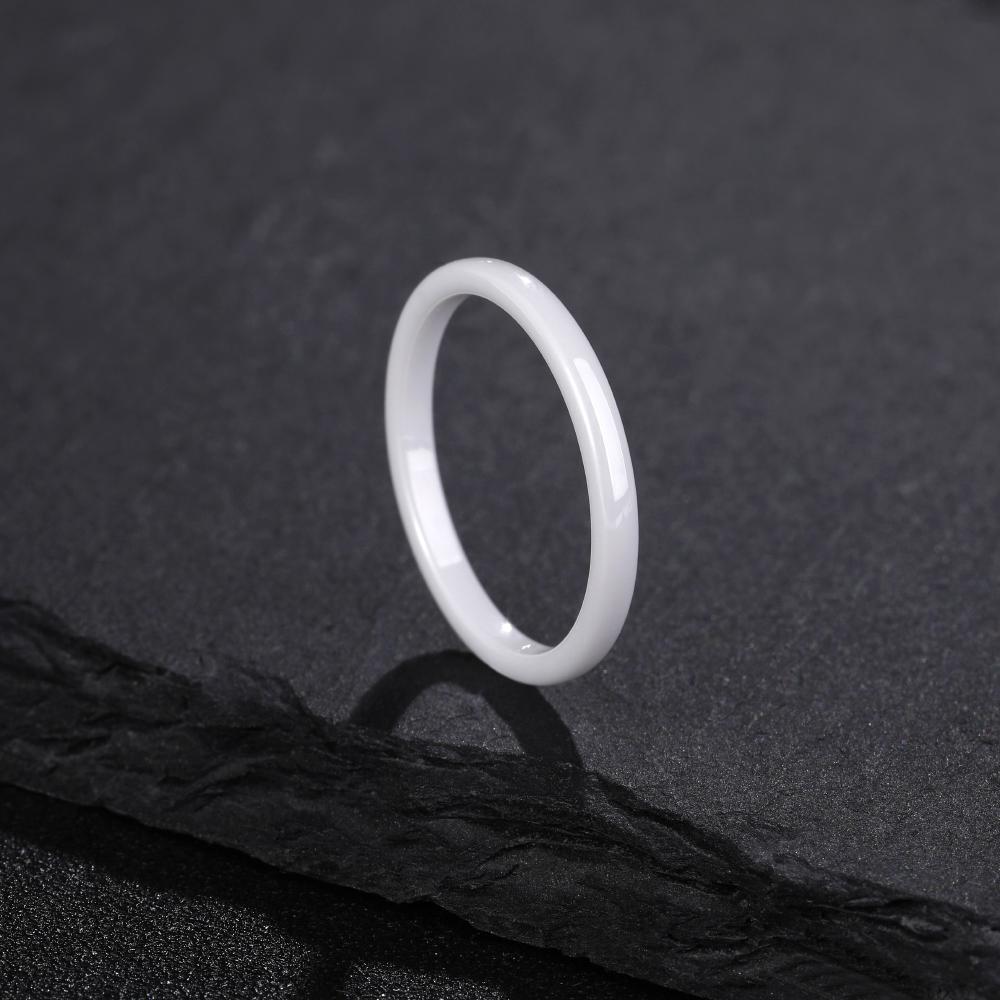 Kolmnsta 2mm 4mm 6mm Weißer Keramikring Herren Damen Ringe Anti-Allergie Poliertes Design Anillos Sanfter Hochzeits-Verlobungsring
