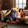 Cute Cat Kitten Cartoon Flannel Blanket Soft Warm Blanket Throw Blanket for Bedroom Living Room Bed Travel Camping Picnic Gift