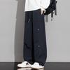 Spring Autumn Loose Casual Elastic Waist Folds Waterproof Pants Male Solid Pocket All-match Straight Trousers Men