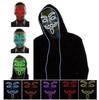 Ohromující LED maska na Halloween s designem V jako Vendeta Anonymous
