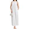 Women's Summer 2025 French Pleat Halter Neck Long Dress - Waist-Slimming High-End Vacation Style