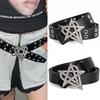 Punk Style Riveted Belt Men Women Y2K Inlaid Rhinestone Stars Buckle Bright Flash Gothic Air Eye Hollowed Vintage Waistband Belt