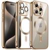 Etui Magsafe Case Do Iphone 15 Pro Glamour Luxury Obudowa Slim Ring Alogy Złote Przezroczyste