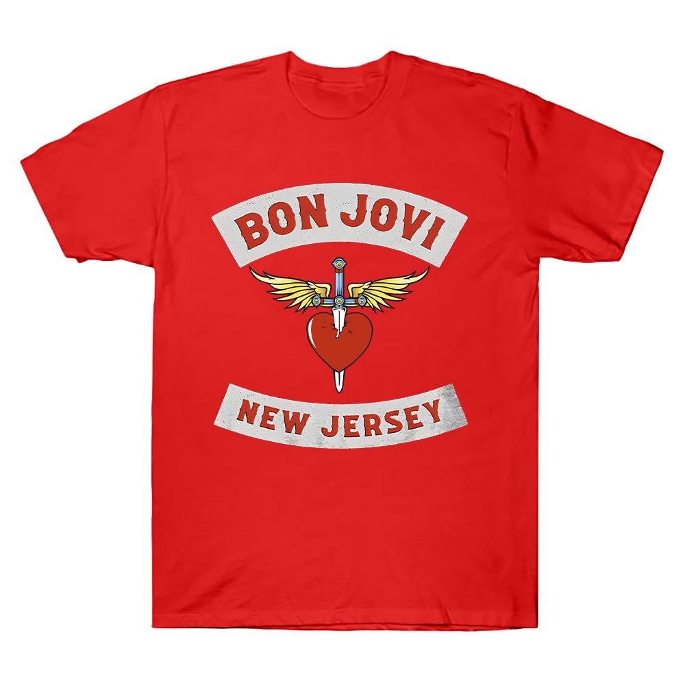 New Jersey Youth T-Shirt Bon Jovi Rock Punk Band Print TShirt Short Sleeve Hip Hop Tees Casual Loose Streetwear Cotton Tops Unisex Mens women clothes