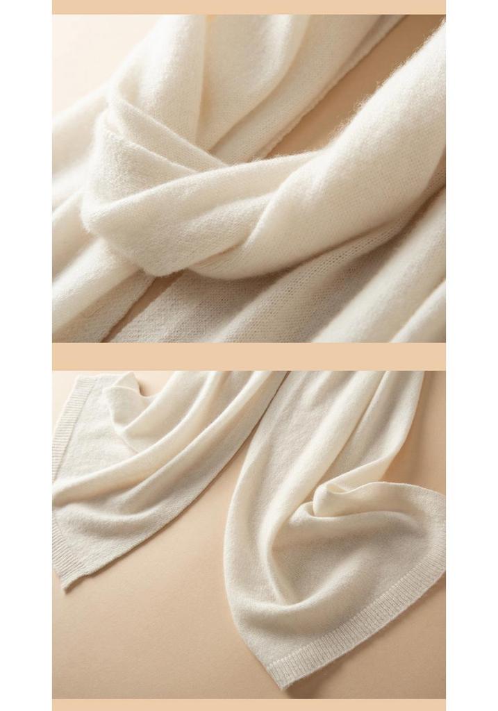 Women's 100% Pure Cashmere Scarf - Autumn/Winter Solid Color, Fashionable & Versatile Knit Shawl