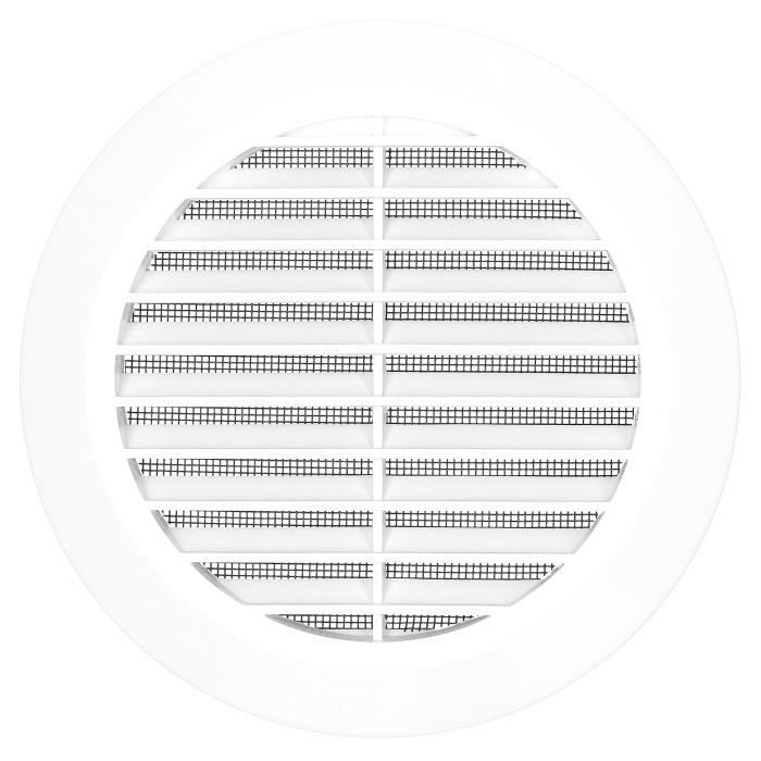 Grille D'aération - KOTARBAU - Ronde - 125 Mm - Plastique Blanc - Moustiquaire Intégrée