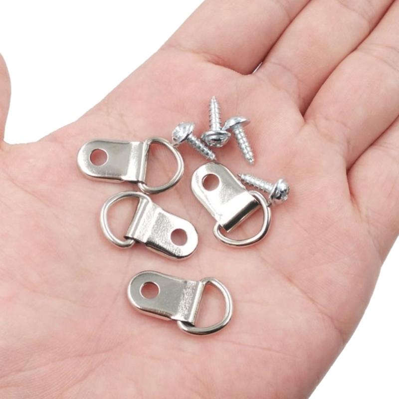100 Pezzi Ganci per Quadri Robusti Set Filo per Telaio Nichelato con Viti Gancio per Telaio Staffe a Muro per Decorazioni Murali