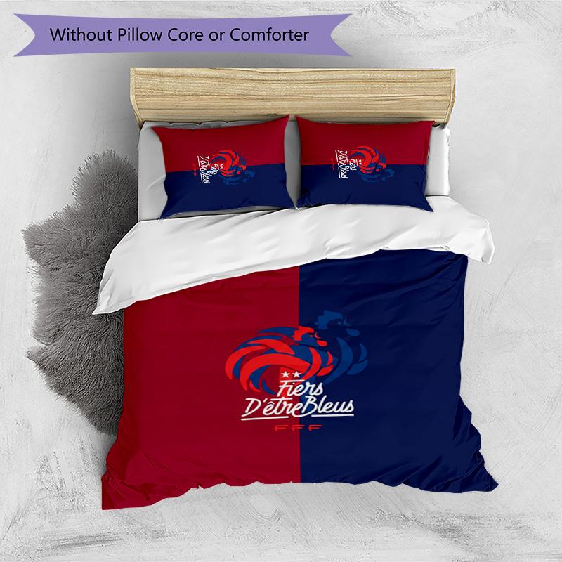 France Football Printed Bedding 3 Piece Set Cozy Breathable Bed Cover Set as Housewarming Holiday Gift