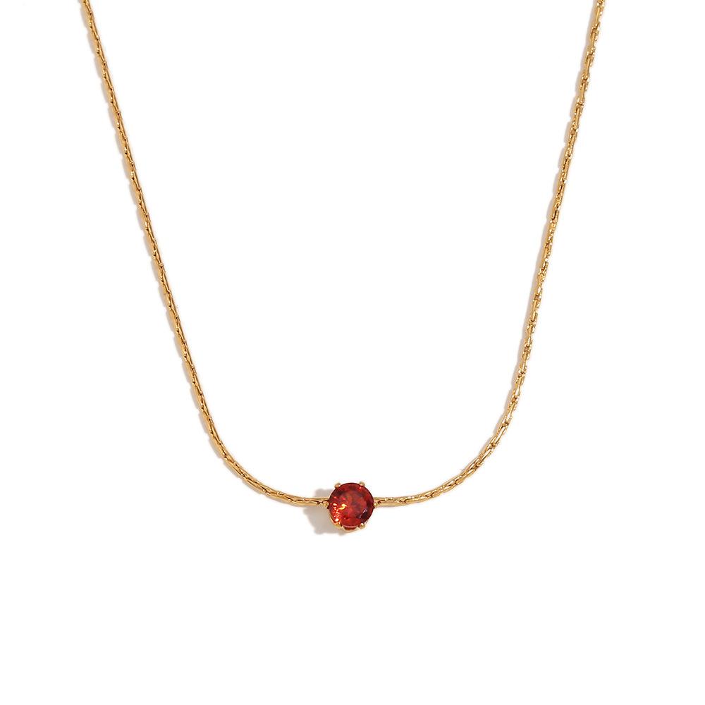 Fine Woven Chain Mini Cubic Zircon Stone Pendant Necklace 316L Stainless Steel Necklace 18K Gold Plated Accessories