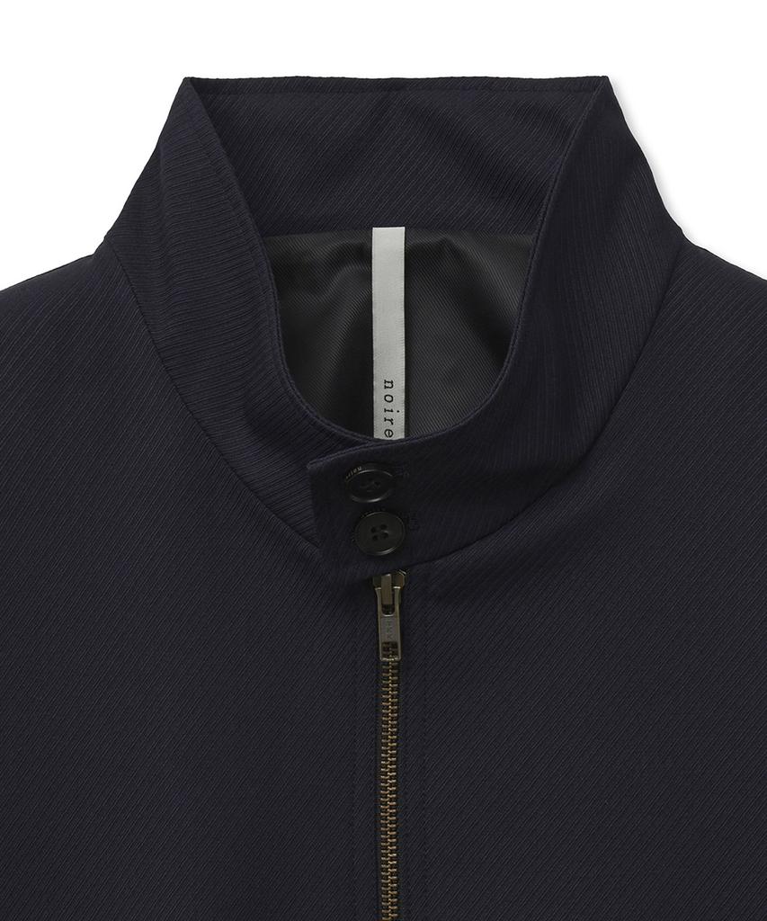 Noirer Wool Whipcord Harrington Jacket (Navy)