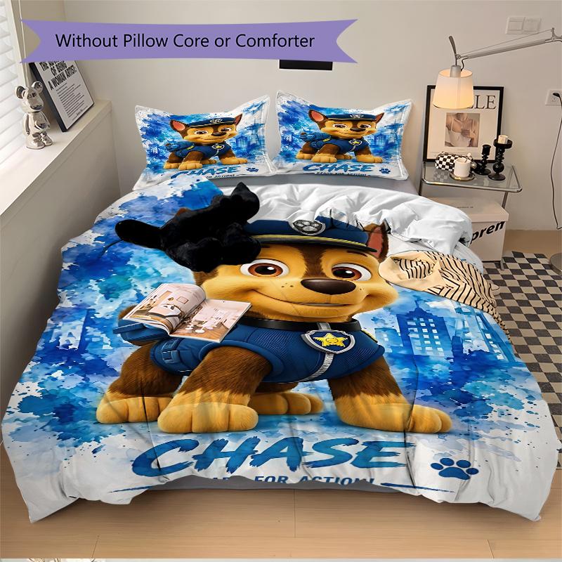 3Pcs Paw Patrol Chase Adventure Bedding Set Quilt Cover Pillowcase Home Christmas Halloween Gift 1 Duvet Cover 2 Pillowcase S1388