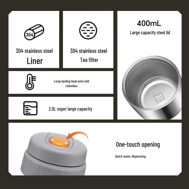 SUPOR KCV20BV10 2L Insulated Stainless Steel Flask