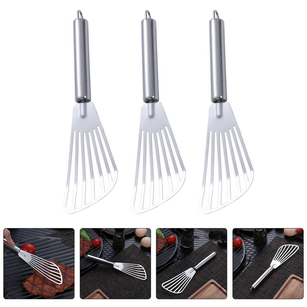 3Pcs Professional Grade Stainless Steel Steak Spatulas Food Turners Slotted Cooking Spatulas for Home Restaurant Bbq Grilling
