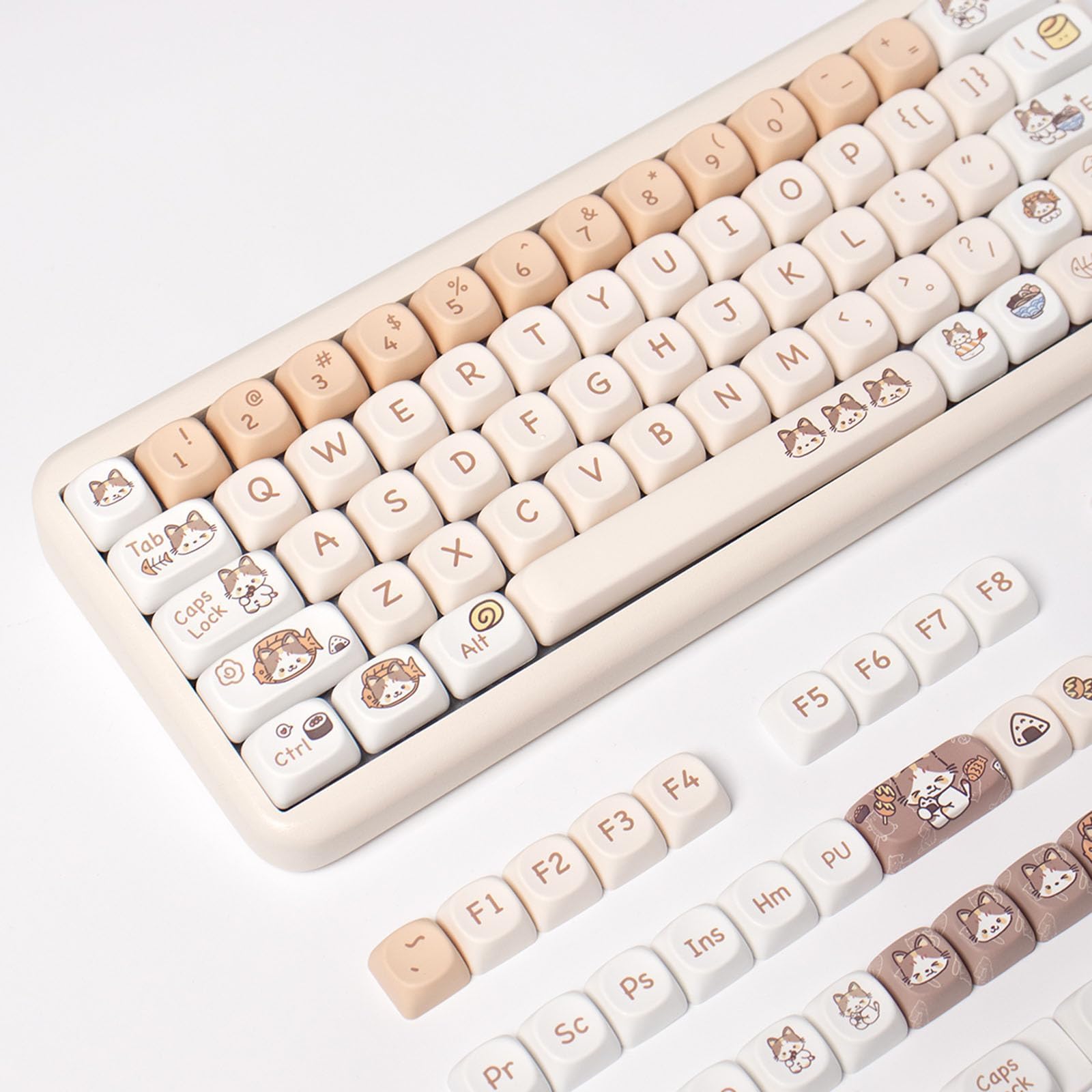 

SUEHIODHY 144 Key Anime Cat MOA Profile Keycap PBT Keycap Set Set 7U with Spacebar Сумісний із Gateron Kailh Cherry MX Switch Механічні ігри