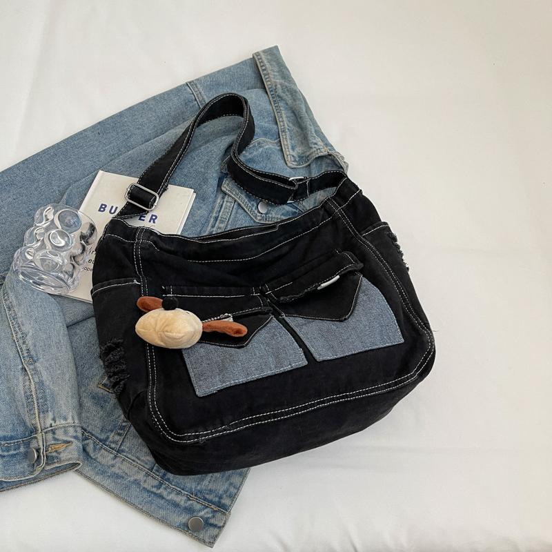 Джинсовая сумка Большая вместительная сумка Женская сумка через плечо Студенческая сумка — фото 12