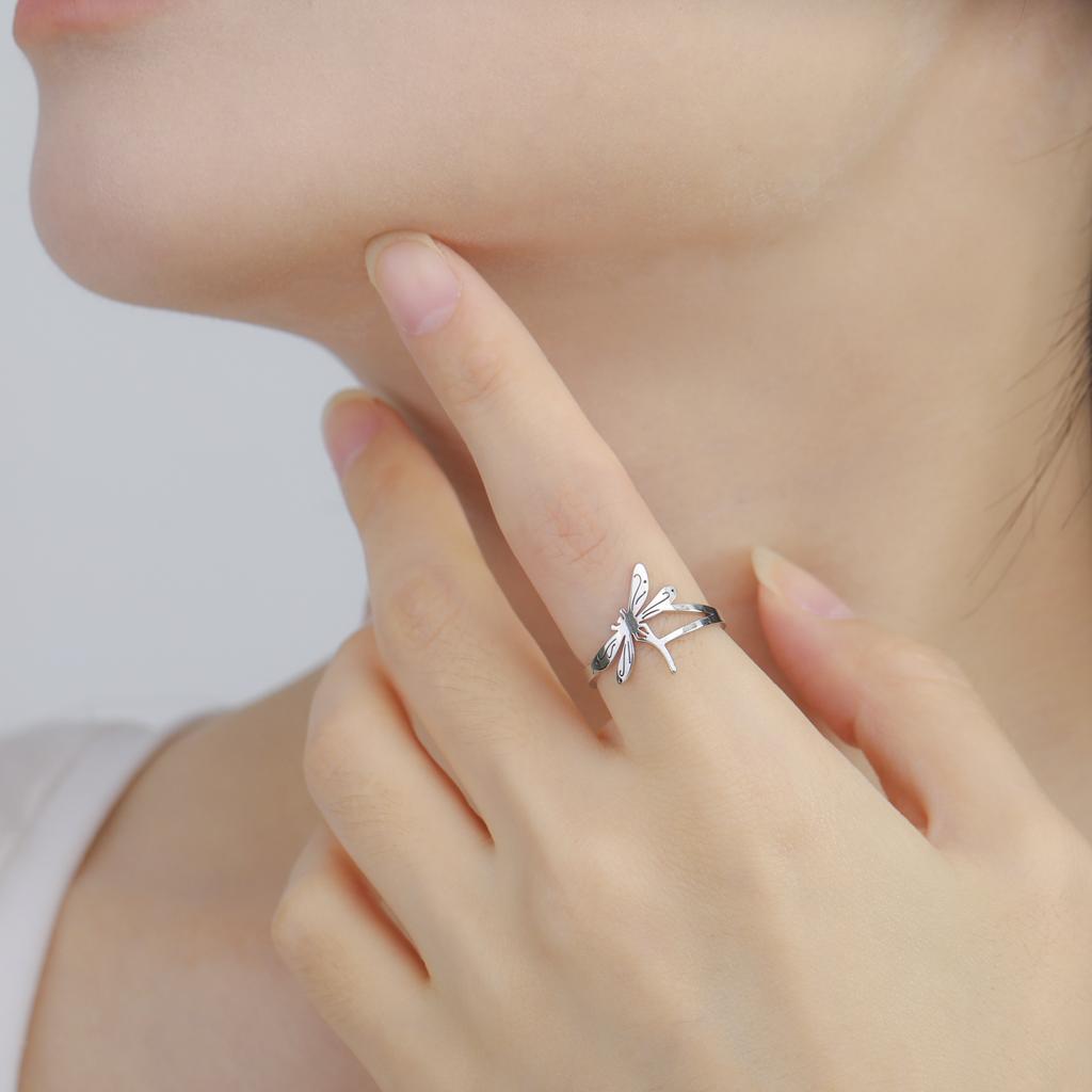 Teamer Dragonfly Ring for Women Stainless Steel Gold Color Widelife Insect Ring Delicate Anniversary Party Jewelry Wholesale