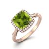 2.86 Ctw Cushion Peridot 925 Sterling Silver Rose Vermeil Solitaire Halo Women Wedding Ring