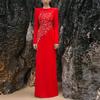 European Rhinestone Beaded Bodycon Long-Sleeve Dress