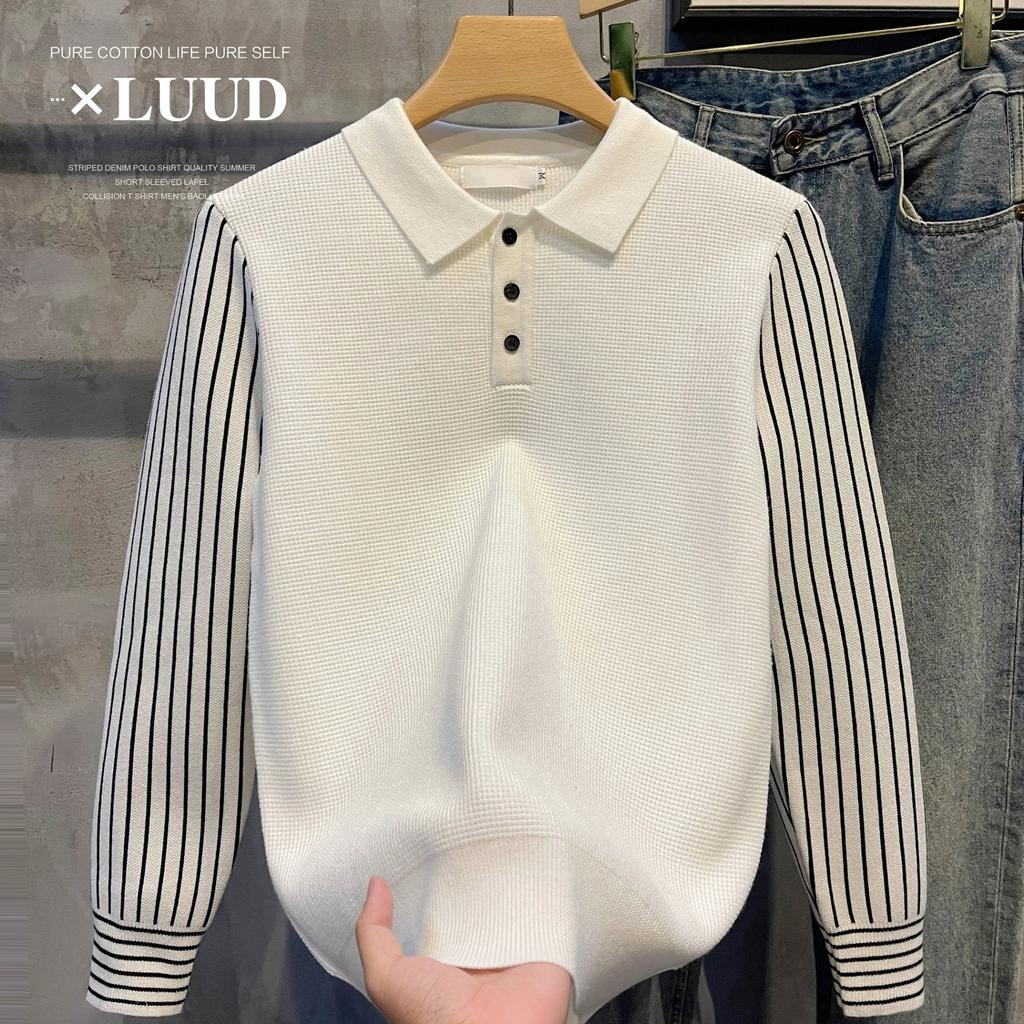 Fleece-lined Fake Two Pieces Sweaters Men's Autumn and Winter New Fashion Casual Shirt Collar Sweater Thermal Bottoming Shirt