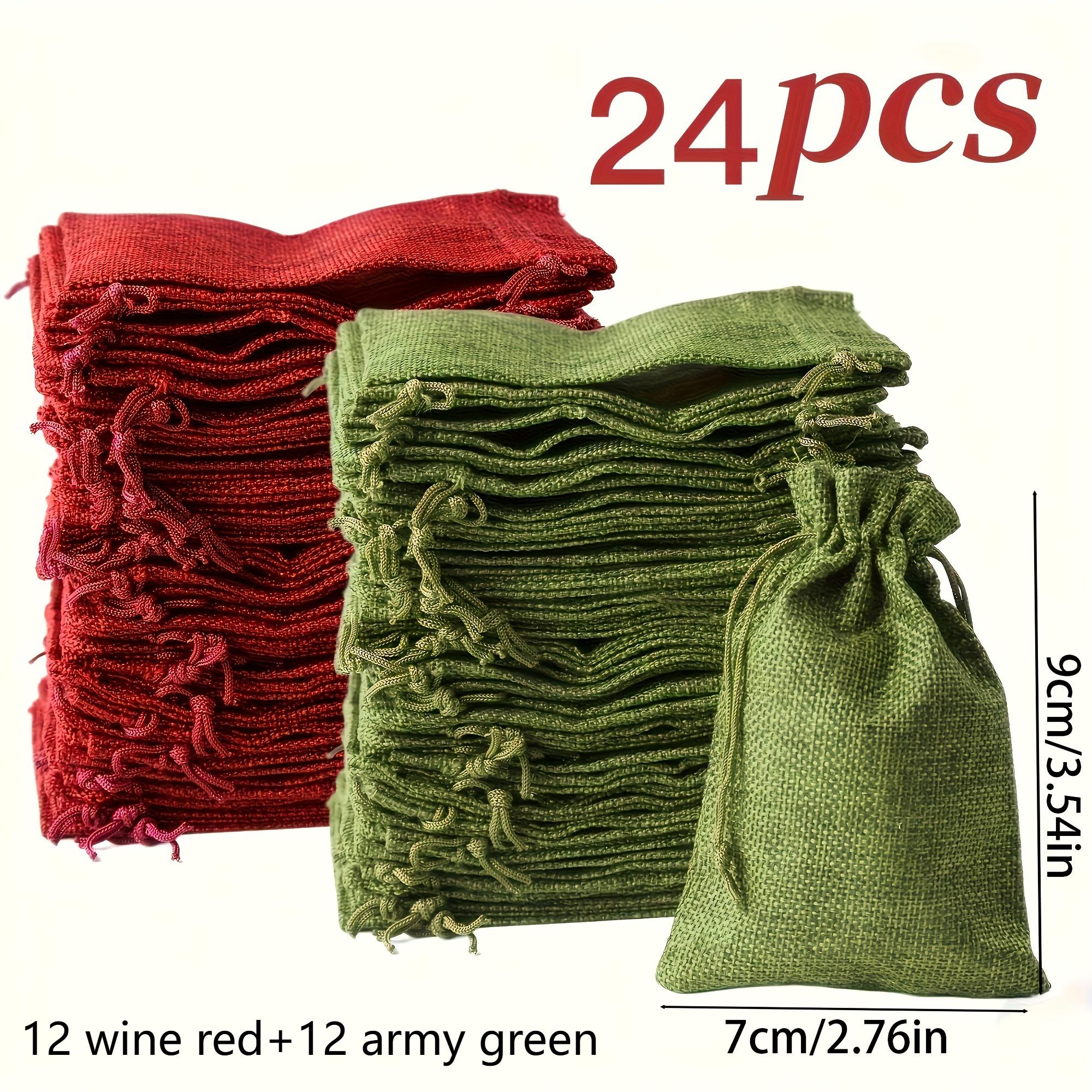

24pcs Set of 12 Red + 12 Green Drawstring Gift Bags,Reusable Holiday Craft Supplies for Wedding Favors & Party Decorations