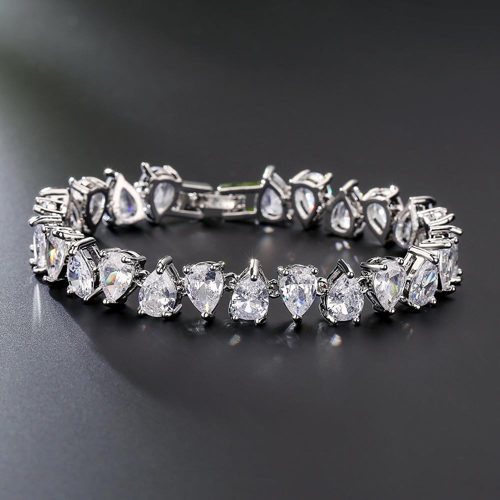 Uilz Fashion Luxury Full Zircon Bracelets for Women Charm Silver Color Crystals Bracelets Women's Wedding Party Jewelry