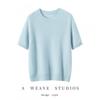 2026 Fall Winter Silk Cashmere Short Sleeve Sweater Women Crew Neck Solid Color Knit Top Commuter Thin