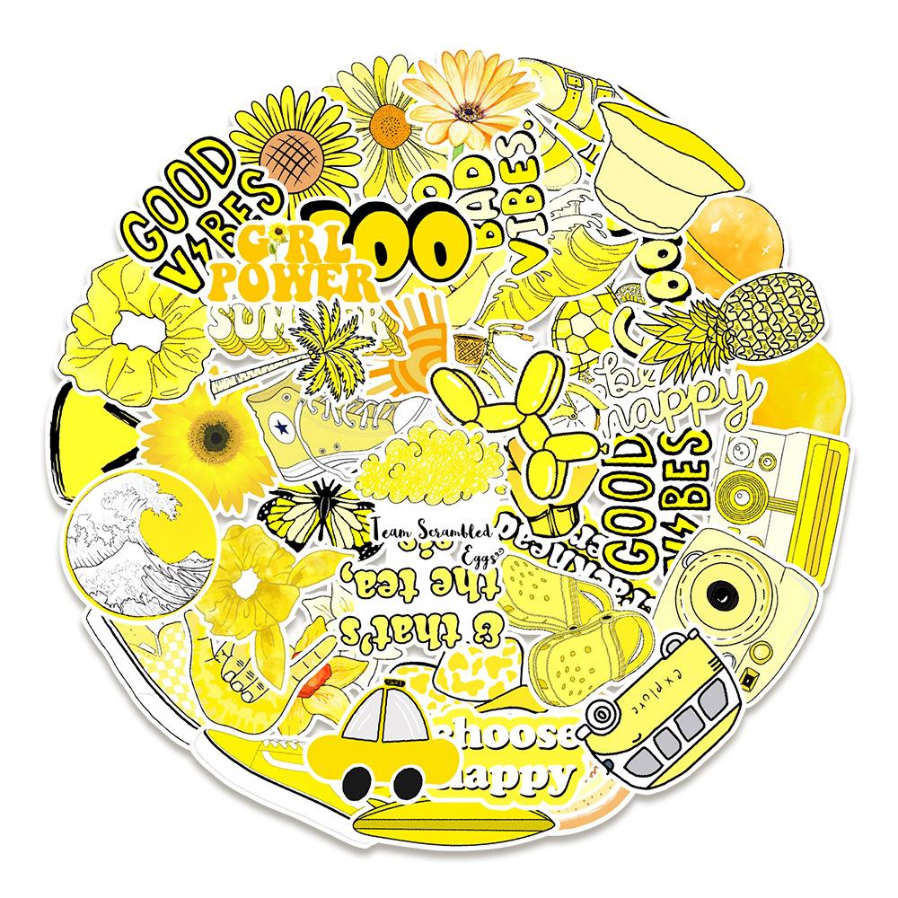 50 New Yellow Graffiti Stickers Balance Bike Laptop Mobile Phone Waterproof Stickers