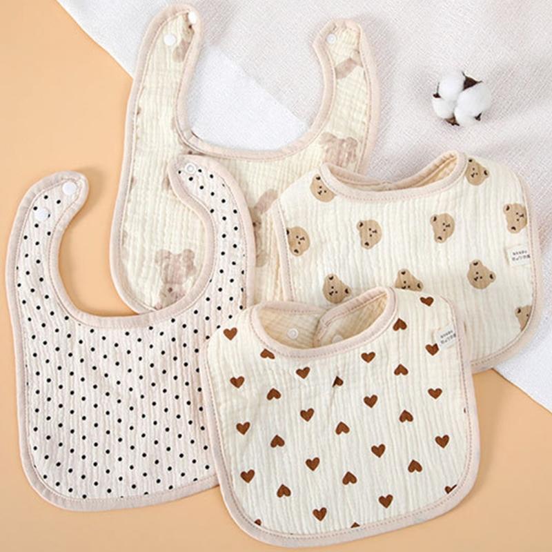 Soft & Absorbent Cotton Baby Drool Bibs 4 Layers Newborn Bibs Rabbit Lemon Pattern Baby Burp Cloth Suitable for Newborns