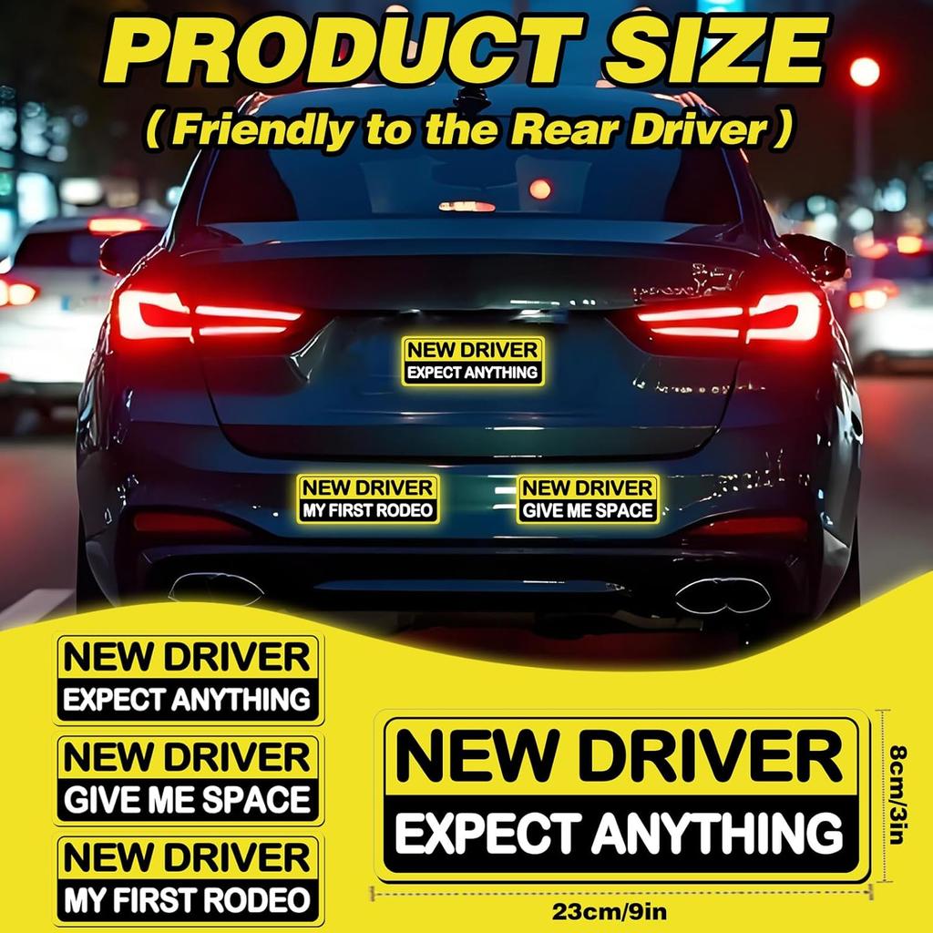 3Pcs Student Driver New Car Stickers, Magnetic Student Driver Signs For Car, Personalized Bright Colors Accessories, Clear Fonts Supplies Suitable